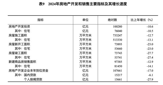 国家统计局：2024年房地产开发投资超1003万亿同比下降106%(图2)